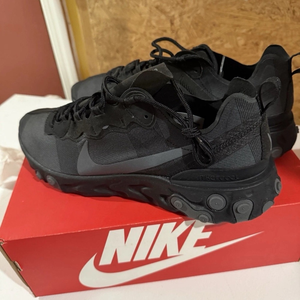 Nike React Element 55 Triple Black - Picture 2 of 5